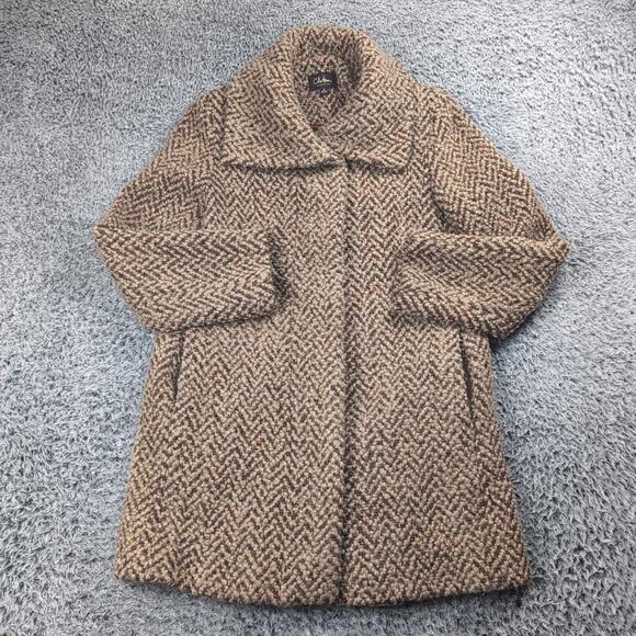 Vintage Cole Haan Coat Women 4 Brown Chunky Knit Wool Blend Classiccore Button - Picture 1 of 6